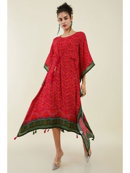 Soch - Women Red Cotton Printed Kaftan