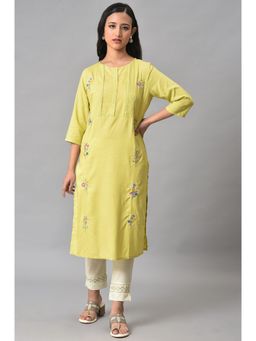W - Green Solid Kurta