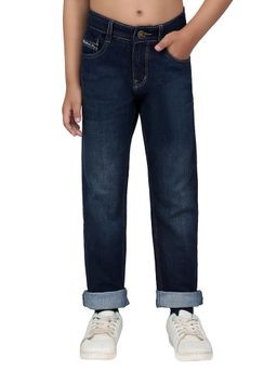 Cantabil - Boys Dark Blue Solid Stretchable Jeans