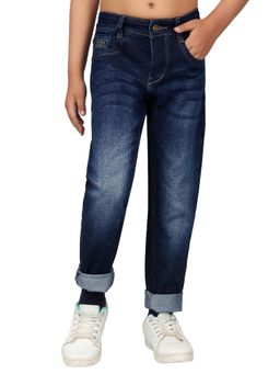 Cantabil - Boys Dark Blue Solid Stretchable Jeans