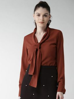 Twenty Dresses by Nykaa Fashion - Rust Bringing The Bow Back Top