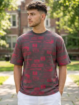 Bewakoof - Men'S Grey Lightning Mcqueen All Over Printed Oversized T-Shirt