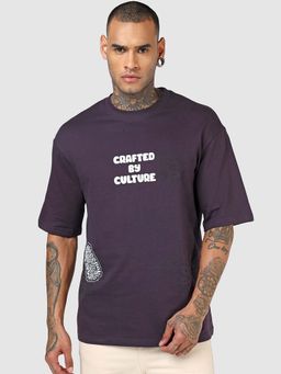 Bewakoof - Men'S Purple Crafted By Culture Applique Oversized T-Shirt