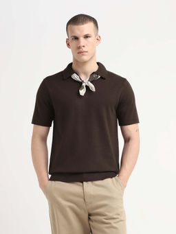 SELECTED HOMME - Brown Men Knitted Polo Tshirt