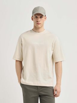 SELECTED HOMME - Off White Men Relaxed Fit O-Neck T-shirt