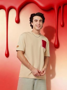 LOTTO - Beige Heat Wave Pocket T-Shirt for Men