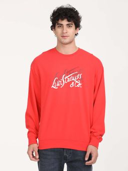 Levi's - Men Solid Red Crew Neck Sweatshirt