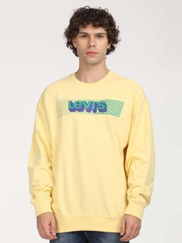 Levi's - Men Solid Yellow Crew Neck Sweatshirt