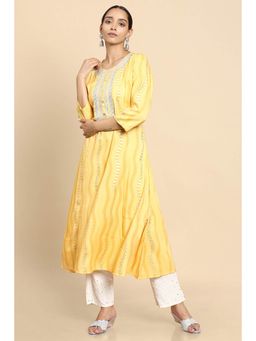 Soch - Women Yellow Printed Kurta