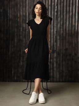 High Star - Women's Black Midi Dress
