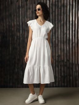 High Star - Women's White Midi Dress