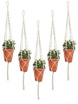Ecofynd - Twisted Macrame Plant Hanger (Set Of 5)