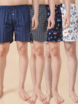 Urban Scottish - Men Multicolor Printed Pure Cotton Boxers (Pack of 4)