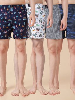 Urban Scottish - Men Multicolor Printed Pure Cotton Elastic Boxers (Pack of 4)