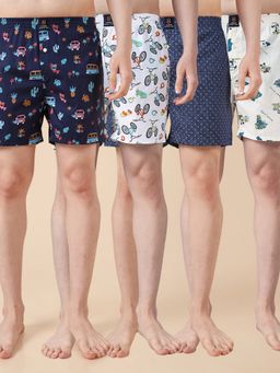 Urban Scottish - Men Multicolor Printed Pure Cotton Elastic Boxers (Pack of 4)