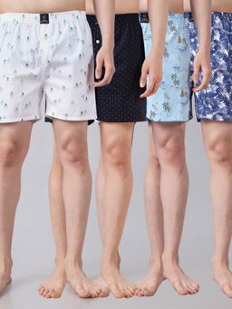 Urban Scottish - Men Multicolor Printed Cotton Boxers (Pack of 4)