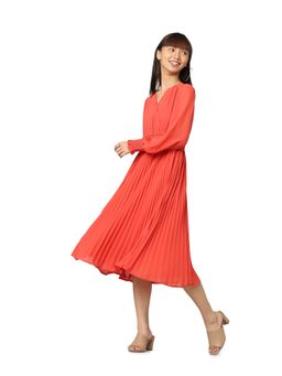 ONLY - Women Pleated Red Dress