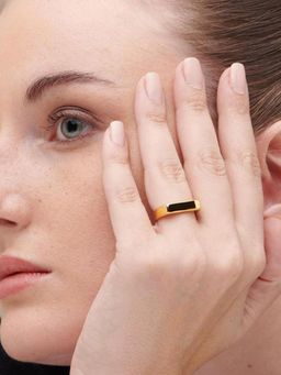 Palmonas - Black Bar Ring-18k Gold Plated