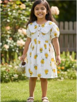 KOALA KIDZ - Floral Print Peter Pan Collar A-Line Dress