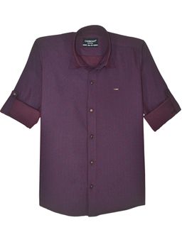 CHARCHIT - Boys Wine Full Sleeves Solid shirt