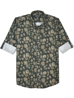 CHARCHIT - Boys Green Full Sleeves Floral Printed Casual Shirt