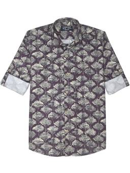CHARCHIT - Boys Purple Full Sleeves Floral Printed Casual Shirt