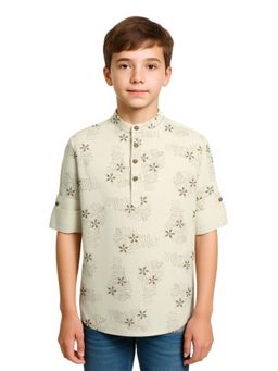 CHARCHIT - Boys Full Sleeves Floral Embroidered Kurta Shirt