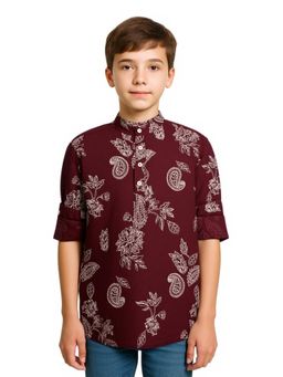 CHARCHIT - Boys Full Sleeves Floral Embroidered Kurta Shirt