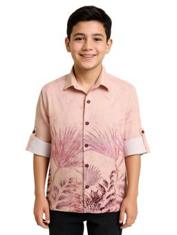 CAVIO - Boys Pink Tropical Placement Printed Casual Shirt