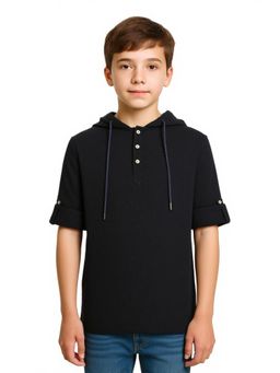CHARCHIT - Boys Full Sleeves Solid Hooded Shirt