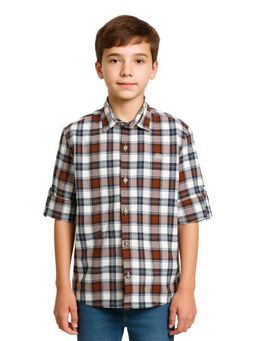 CAVIO - Boys Full Sleeves Checked Casual Shirt