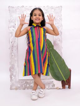 KID1 - Multicolor Striped Premium Cotton Dress