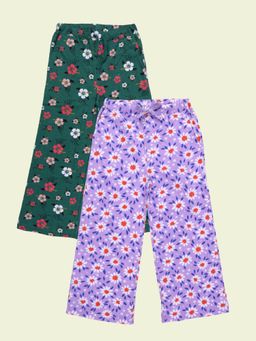 KiddoPanti - Girls Bloom Floral and Forest Blossom Floral Printed Pyjamas (Pack of 2)
