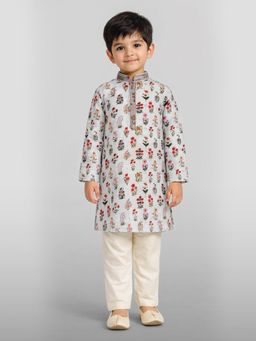 Vastramay - Boys Sequin and Digital Floral Print Kurta and Pyjama