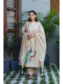 VGlame - Yellow Woven Regular Kurta with Pant and Dupatta