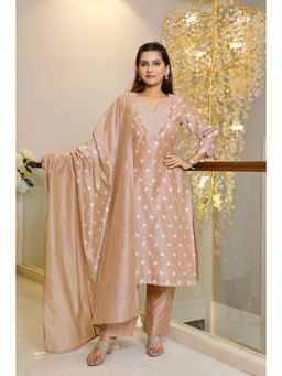 VGlame - Brown Woven Regular Kurta with Pant and Dupatta
