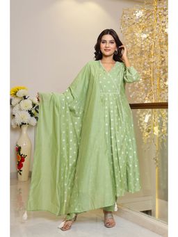 VGlame - Green Woven Regular Kurta with Pant and Dupatta