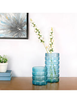 HomeTown - Diva Glass Vase in Sea green (Set of 2)