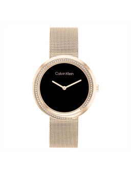 Calvin Klein - Twisted Bezel Quartz Black Crystal Round Dial Womens Watch - 25200151