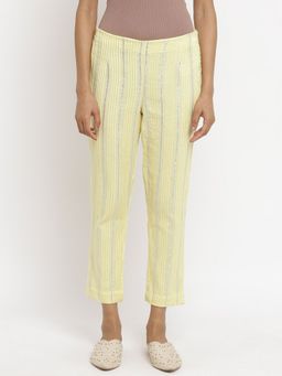 Folksong - Lemon Yellow Solid Slim Pants