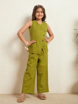 Bugandbees - Girls Lime Green Cotton Co-Ord Set