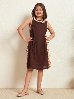 Bugandbees - Brown A-Line Panel Dress