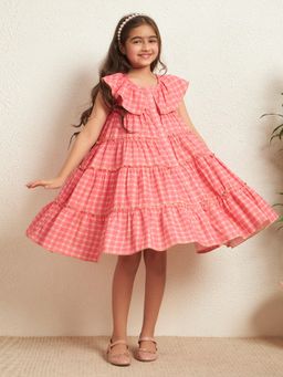 Bugandbees - Carrot Pink Tiered Shirt Dress