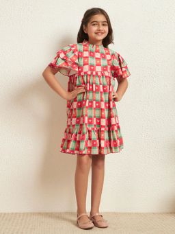 Bugandbees - Bell Sleeves Multi Check Dress