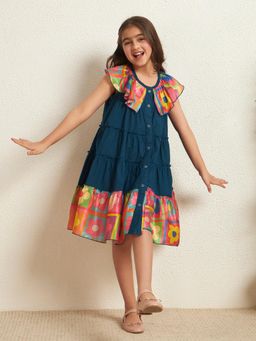 Bugandbees - Tiered Shirt Teal Dress