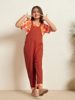 Bugandbees - Rust Jumpsuit With Polka Short Top
