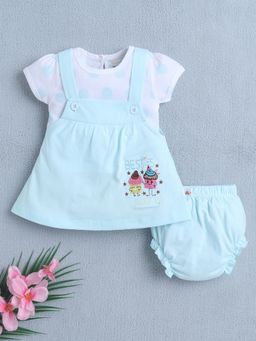Bumzee - Girls Sky Blue Dress with Inner T-shirt and Bloomer