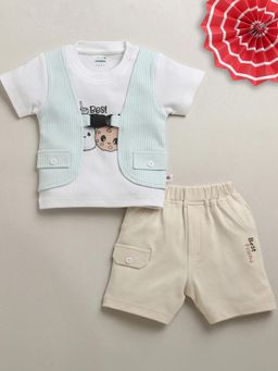 Bumzee - Boys Multi-Color Graphic Printed T-shirt with Attached Jacket and Shorts