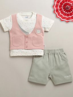 Bumzee - Boys Multi-Color Printed T-shirt with Attached Jacket and Shorts