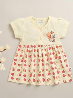 Bumzee - Girls Yellow Printed Cotton Dress